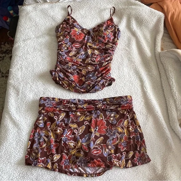 Garnet Hill mahogany paisley tankini size 10/14 - Picture 2 of 13
